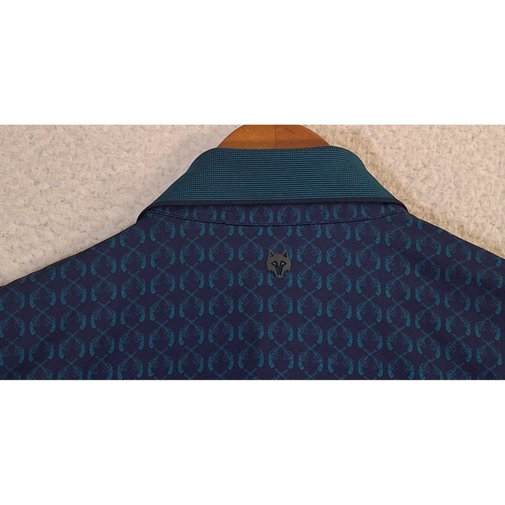 Greyson Geometric Polo Shirt Men's Small Blue Wolf Performance Golf Stretch - Picture 7 of 9